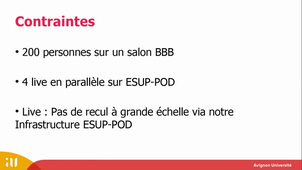 Pod/BBB à l'occasion du MoodleMoot - retour d'expérience à l'Université d'avignon